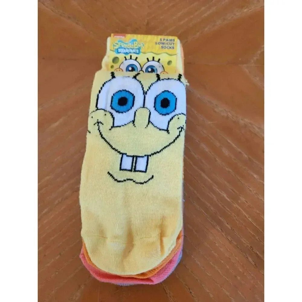 SpongeBob 5 pair low cut socks women's size L